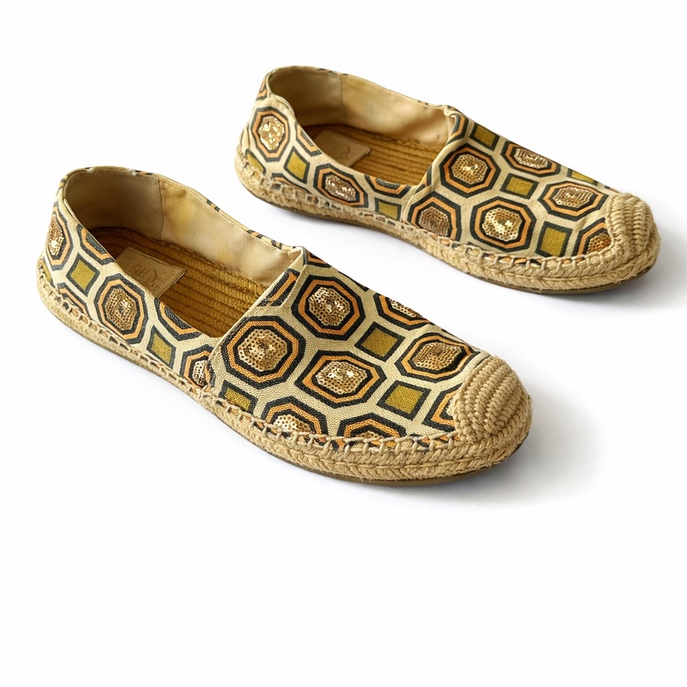 Tory Burch Geometric Pattern Espadrille Flats seq… - image 1